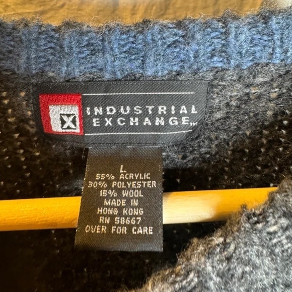 90s Men’s X industrial Exchange Wool Blend Colorblock Sweater Large - Picture 3 of 3